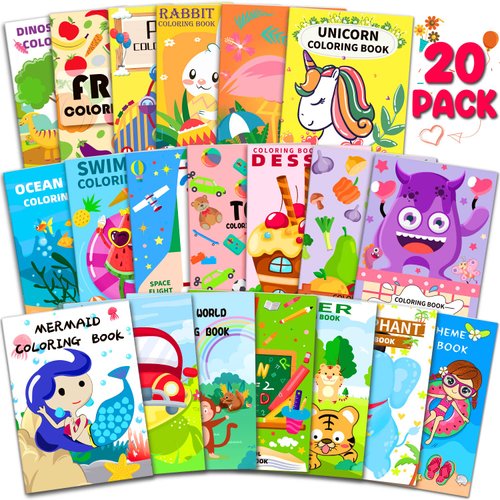 20 Pack Coloring Books for Kids Ages 4-8, Small Coloring Books for Kids Ages 2-4, Kids Birthday Party Favors Bulk Gifts Goodie Bags Stuffers Classroom Activity Includes Unicorn, Mermaid Dinosaur