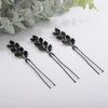 Teyglen 3pcs Bridal Black Crystal Hair Pins Rhinestone Hair Pieces Bride Wedding Hair Accessories Vintage Black Rhinestone Hair Pins for Women Halloween Party Prom (Black)