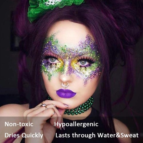 Mysense Gold Body Glitter Stick,Music Festival Concert Outfit Face Glitter Makeup for Women,Festival Rave Pride Accessories,Mermaid Sequins Chunky Glitter Face Paint,Hair Glitter Gel for Kids,0.56oz