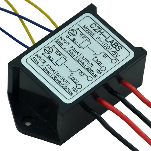 Electronics-Salon 1PCS Dual SPST-NO 10Amp Power Relay Module, AC/DC 5V Control Voltage.