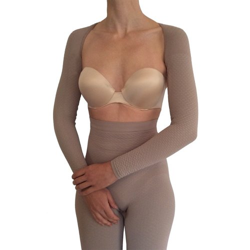 Bioflect® Compression Arm Sleeves Wrap with Bio Ceramic Fibers and Micro-Massage Knit - for Support and Comfort - Sand S/M