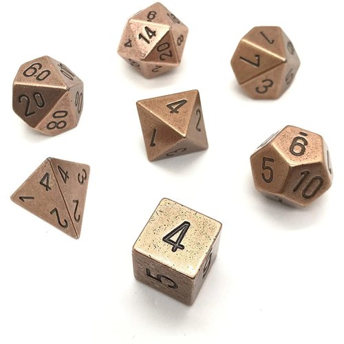 DND Dice Set-Chessex D&D Dice - 16mm Dark Metal Polyhedral Dice Set-Dungeons and Dragons Dice Includes 7 Dice - D4 D6 D8 D10 D12 D20 D%