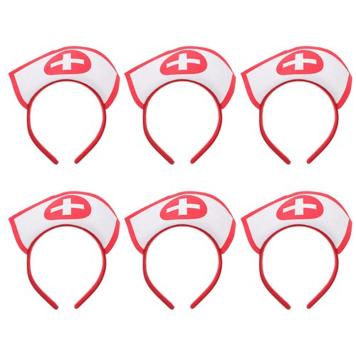 6 Pieces Hat Headband with Red Cross, Halloween Costume Accessory Hat Costume Costume Women Accessories Halloween Party Supplies