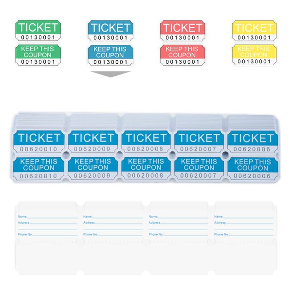 DGBDPACK 250 Blue Double Raffle Tickets, 50/50 Raffle Tickets Suitable for Raffles, Lottery and Door Prizes (Blue)