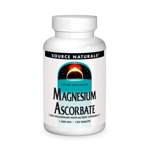 Source Naturals Magnesium Ascorbate, Gentle Non-Acidic Vitamin C*, 1000mg - 120 Tablets