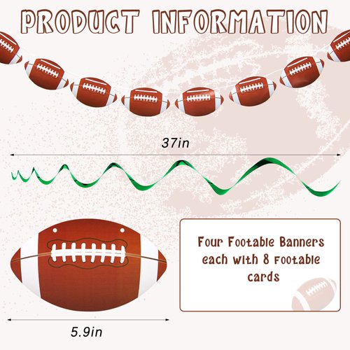 32 Pieces Football Party Decorations Includes 30 Pieces Hanging Swirls and 2 Pieces Football Banners Sports Football Theme Party Supplies for Kids Adults Office Bar Football Birthday Party Decor