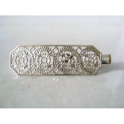 Generic Small gold or silver filigree hair barrette alligator clip bridal clip bridal (Primary color: Silver)