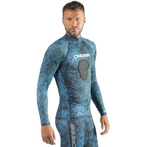 Cressi Mens Crew-neck Rash Guard, Camo Blue, Small US