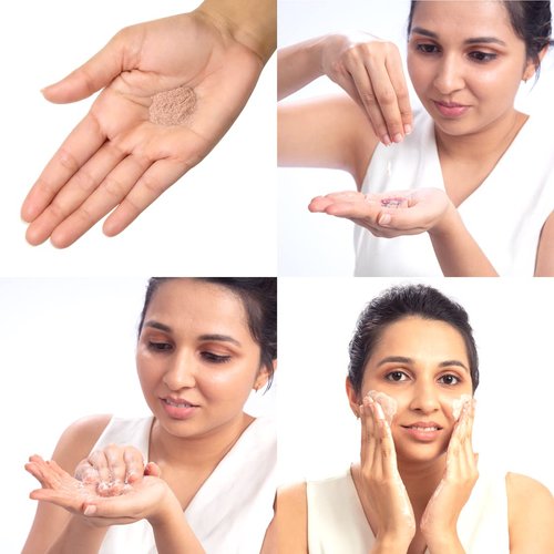 BRILLARE Rose Face Wash | Anti Ageing Skin | Sandalwood & Coconut Face Wash for Hydration | 100% Natural Powder Face Wash | 30g