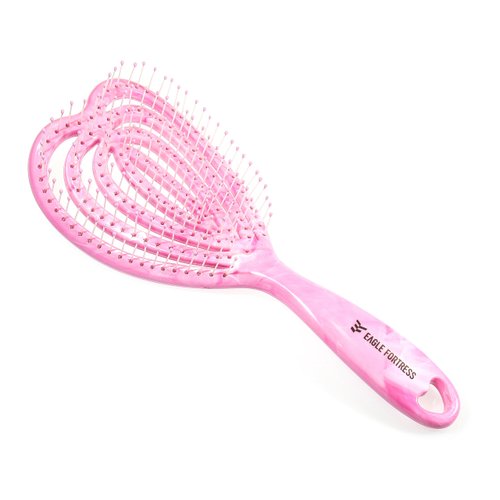 EAGLE FORTRESS Curved Vented Hair Brush Pink, Detangling Paddle Brush for Faster Blow Drying, Hairbrush for Curly, Thick, and Straight Hair, Dry and Wet All Hair Types