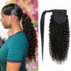 Curly Human Hair Strap Ponytail Extensions, 100% Unprocessed Brazilian Hair Wrap Around Ponytails, Magic Paste with Comb Clip in Kinky Curly Pony Tail (10", Curly Hair)