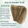 Weft Hair Extensions Human Hair,Golden Brown Colored Sew in Hair Extensions Brown Highlights Blonde Straight Weft Extensions Real Human Hair Platinum Blonde Sew in Hair Bundles 80Gram 14inch