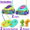 MindSprout Dino Chasers Set of 2 Rechargable Remote Control Car for Toddler, Kids Toys Age 2 3 4 5, Boys & Girls Birthday Gift, Dinosaur Toy 2-4, LED Lights & Music, Batteries Included