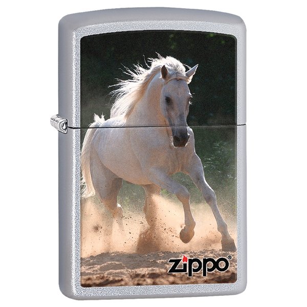 Zippo Lighter - Personalized Message Engraved on Backside Customized White Horse Windproof Lighter #Z431
