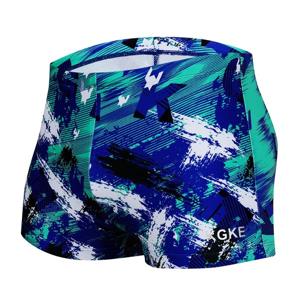 K898 Men's Square Leg Swimming Jammer Shorts UPF50+,Men Swimsuit Swim Jammers Fabric Shape Retention (Green&Blue,XL)