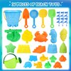 TOY Life 36Pcs Kids Beach Toys - Toddler Sand Toys Sandbox Toys with Beach Bucket Shovel Set, Sieve, Sand Castle Molds Kit, Animal Molds, Mesh Bag, Sand Castle Toys Travel Beach Toys for Kids