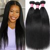 UNICE 12A Silk Yaki Straight Human Hair Weave 3 Bundles Unprocessed Virgin Real Human Hair Weft Sew in Human Hair Extensions for Women 16 18 20 inch
