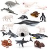 Arctic Sea Animal Figurines Set Small Cake Toppers 19PCS Christmas Toy Gift Polar Bear Figurine Plastic Arctic Fox Figure Penguin Figurines Snow Toys for Kids Toddlers Preschool Educational Playset