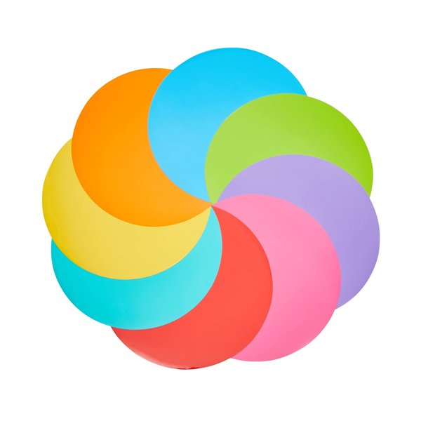 24-Pack Dry Erase Dots for Classroom Tables, Peel and Stick Removeable Circle Vinyl Sticker Spots for Whiteboards, Desks, Wall Decals, Student, Teacher School Supplies, 8 Rainbow Colors (11-Inch)