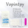 Vopintpy Blue White Gradient Press on Nails Short Square Fake Nails with Design Glossy Full Cover Glue on Nails Reusable Stick on Nails for Women DIY Charm Manicure