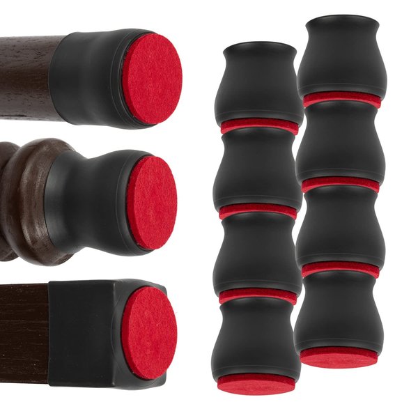 Ruby Sliders Midnight Black Floor Protectors for Hardwood and Tile, As Seen On TV Premium Chair Leg Sliders Fit Most Chair and Furniture Leg Sizes, 8 Pack