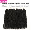Ubeleco Passion Twist Hair 18 Inch 132 Strands Water Wave Crochet Hair Long Curly Braiding Hair Spring Twist Crochet Braids Hair Extensions for Black Women(18inch,1B)