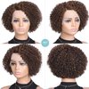Fancy Hair Human Hair Wig Short Lace Front Wigs Kinky Curly Glueless Side Part Brazilian Virgin Human Hair Curly Bob Wigs with Baby Hair for Black Women (Brown,10 Inch)