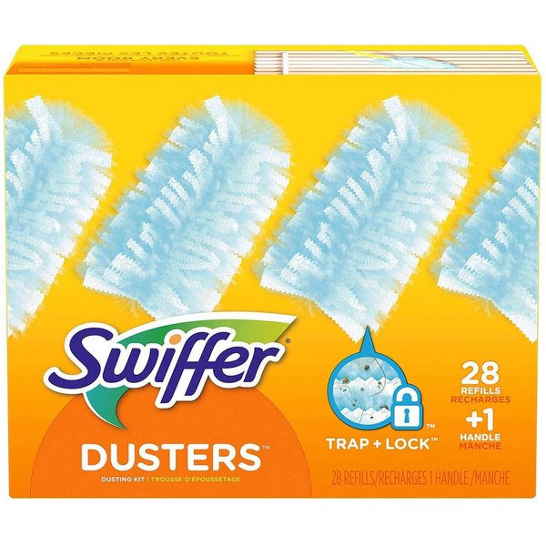 Swiffer Dusters Dusting Kit, Starter Kit Handle & 28 Duster Refills, 1 Count (Pack of 29), White