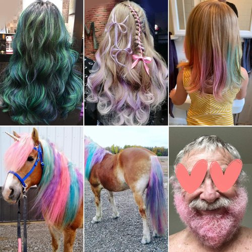 Hair Chalk Comb 10 Colors and 3 Boxes Glitter Powder with 1 Bottle Glue Temporary Multicolor Dyeing Hair Brush Light Hair Color DEWEL