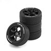 Chanmoo 1/10 RC Rally Racing Tires Rubber On Road Car Tyres and Plastic Wheels Rims 12mm Hex for 1:10 Scale RC Drift Car Tamiya HPI KYOSHO XV02 XV01 TA06 TT01 TT02 PTG2 RC On-Road Car 4PCS (Black)