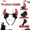 XunYee 24 Pcs Red Glitter Devil Horns Headband Bulk Devil Ears Devil Costume Accessories for Women Men Halloween Costume Dress Cosplay Party Favors