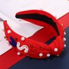 CEALXHENY 4th of July Headbands for Women, 4th of July Accessories, American Flag Patriotic Headbands, Rhinestone Pearl Knotted Headbands Beads Embellished Jeweled Headbands Holiday Gifts (USA-Red2)