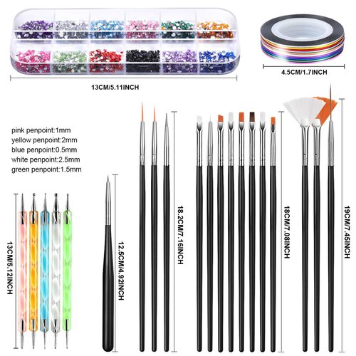 Teenitor Nail Art Kit Nail Art Tools, Nail Design Kit with Nail Art Brushes, Nail Tape Nail Gems Rhinestones, Nail Dotting Tools Nail Foil, Butterfly Nail Design Tools for Nail Art Supplies