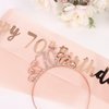 Rose Gold 70th Birthday Sash and Tiara for Women, 70th Birthday Decoration for Women, 70th Birthday Sash and Headband Set, Happy 70th Birthday Decorations, 70th Birthday Gifts for Women