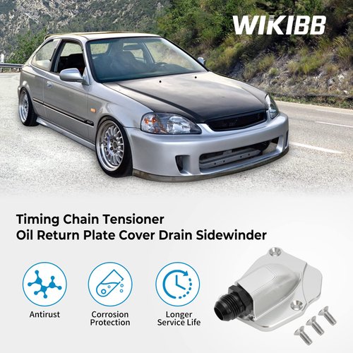 WIKIBB Timing Chain Tensioner Cover Plate Kit Replacement for Honda Acura K20 K20A K20Z K24 K24A Engines,Aluminium Alloy Timing Chain Tensioner Oil Return Plate Cover Drain Sidewinder