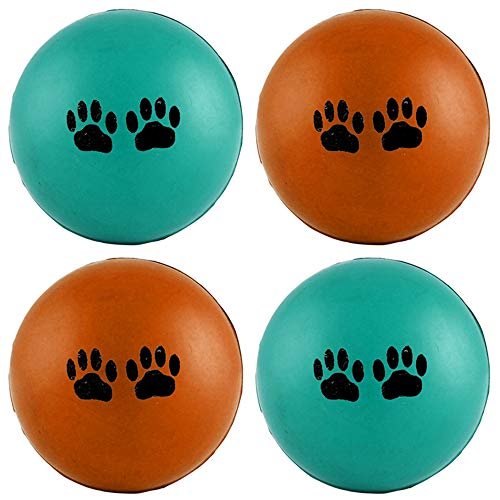 4 Pet Balls Fetch Rubber Dog Cat Toy Puppy Chase Round Play Rattle Colorful 2.5"