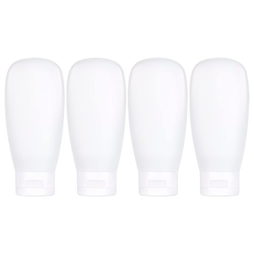 TSA Approved Travel Bottles Set for Toiletries Travel Size Containers Kit 4 Pack Portable Leak Proof Refillable Squeeze Cosmetic Airplane Essential Shampoo Hair Conditioner Body Lotion Bath Shower Gel