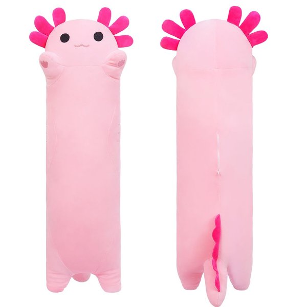 Yeqivo Long Axolotl Stuffed Animals, Soft Long Axolotl Plush Pillow Cute Axolotl Plush Body Pillow Gifts for Kids Girlfriend(Pink, 50cm)