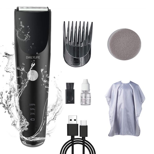DAILYLIFE Beard Trimmer for Men, Adjustable Hair Clipper for Full-Body Grooming, Rechargeable Electric Groin Razor for Dad, Hygiene Waterproof Buzzer in Bathroom