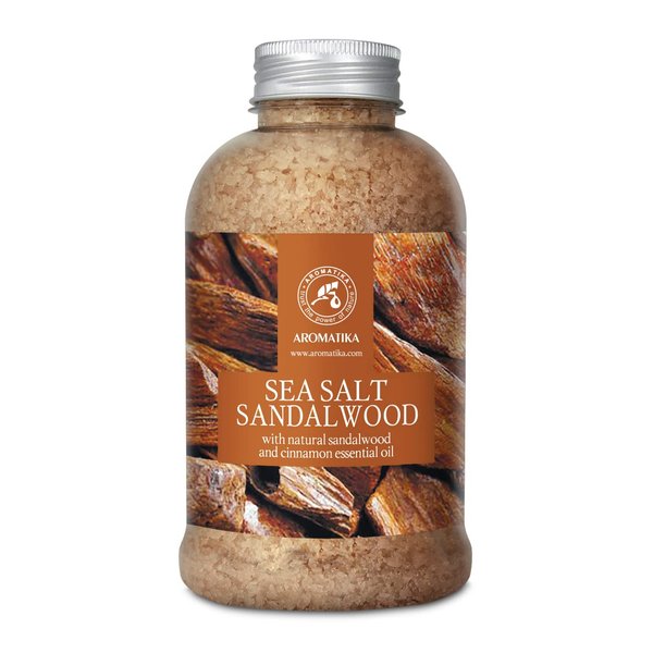 Bath Salts Sandalwood 21.16 Oz - Natural Sandalwood & Cinnamon Essential Oil - Sea Salt - Best for Bath - Good Sleep - Relaxing - Body Care - Beauty