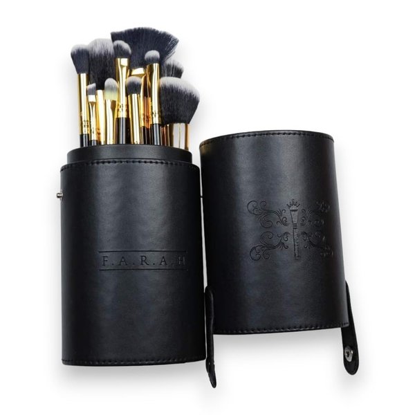 Premium Makeup Brushes Foundation Face Eyeshadows Powder Concealers Blush Eye Shadows Eyeliner Cosmetic Blending Soft Synthetic Brush Kit 12 Pcs Set with Black Travel Case by F.A.R.A.H