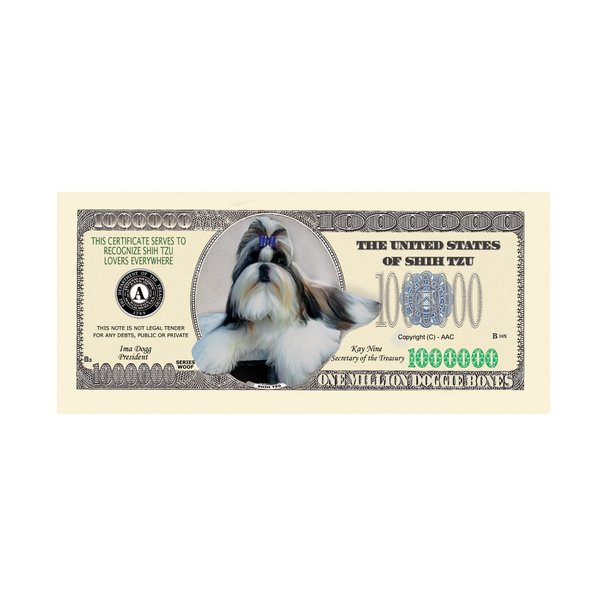 American Art Classics Shih-tzu Dog Million Dollar Bill Limited Edition Collectible Novelty Million Dollar Bill - Best Gift for Lovers of Shih-tzu Dogs