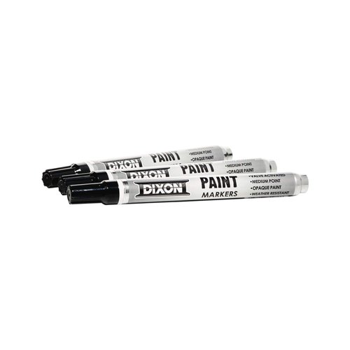 Dixon Industrial Paint Markers, Medium Tip, Box of 12 Markers, Black (80227)