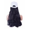 NJJYXH White Hat Wig for Women Long Wavy Baseball Cap Wig with Curly Hair Extensions Synthetic Black Wig Adjustable Baseball Hat