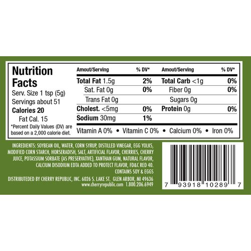 Cherry Republic Cherry Horseradish Sauce - Michigan Cherries - Spicy and Sweet - 9 oz Jar