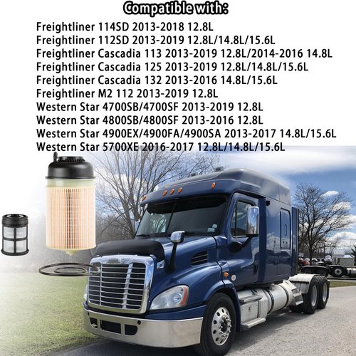 GETOPAUTO PF9908 Fuel Filter Element Replacement for Detroit Diesel Engines DD13 DD15 DD16 Freightliner Western Star 10 Micron Replaces A4720900651 FK13834 WF10103