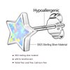 Hypoallergenic Star Girls Earrings, S925 Sterling Sliver Fire Opal Stud Earrings For Women ARSKRO Tiny Little Small Cute Earring Jewelry Gifts for Kids Sensitive Ears
