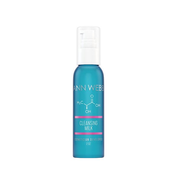 Ann Webb Facial Milk Cleanser - Gentle Daily Face Wash for All Skin Types. Thick, Hydrating, Moisturizing Cleanser w/Lactic Acid AHA Nourish & Rejuvenate 2oz