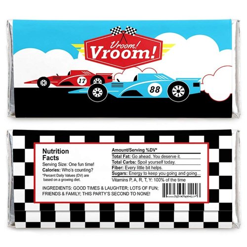 Let’s Go Racing - Racecar - Candy Bar Wrapper Baby Shower or Race Car Birthday Party Party Favors - Set of 24