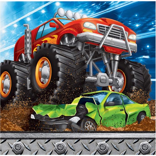 Monster Truck Beverage Napkins, 16 ct